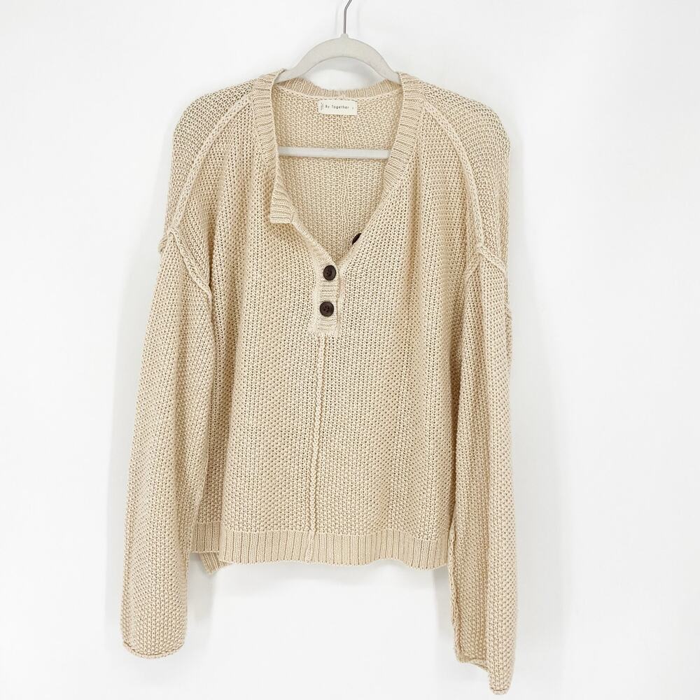 By Together Henley Knit Sweater Size Large